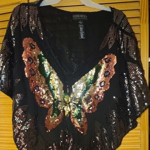 Butterfly sequin top 2xxl